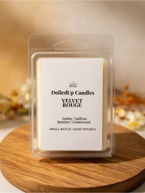 Velvet Rouge Wax Melts | Amber Saffron Jasmine Cedarwood | DolledUp Candles